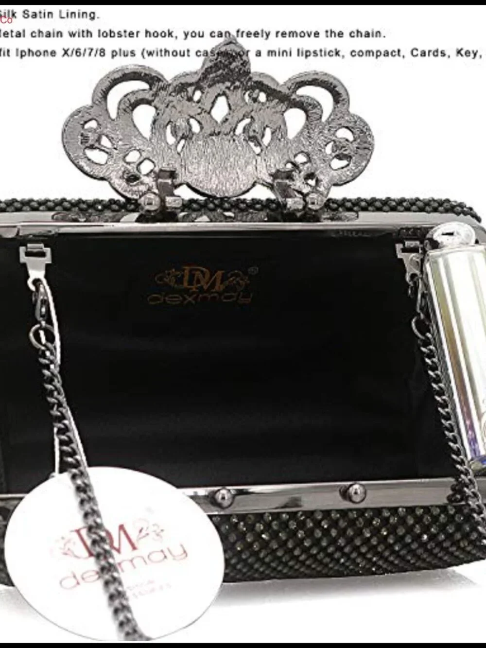 Rhinestone Crystal Clutch Evening Bag Crown Clasp Formal Party Purse